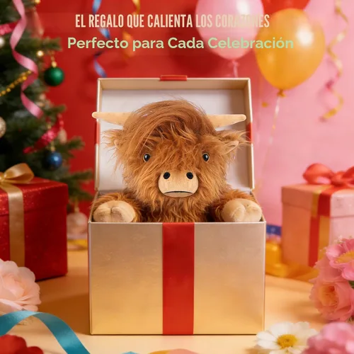 Vista 8 de SuzziPals Vaca de las Tierras Altas de Peluche Calentable y Enfriable, Almohadilla Calentable Microondable para Relajación y Alivio, Juguetes