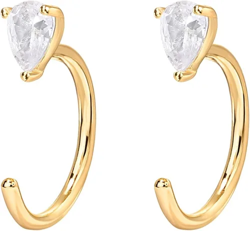 Vista 3 de PAVOI Aretes de aro de plata de ley 925, hipoalergénicos, minimalistas, para cartílago