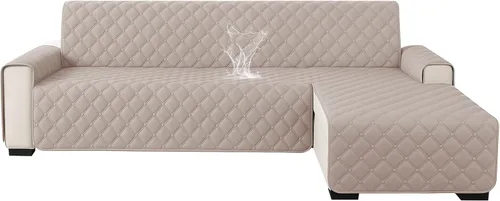 Vista 9 de XINEAGE Fundas 100% impermeables para sofá modular en forma de L, reversible, lavable, con botones de chaise plum flower, protector de muebles