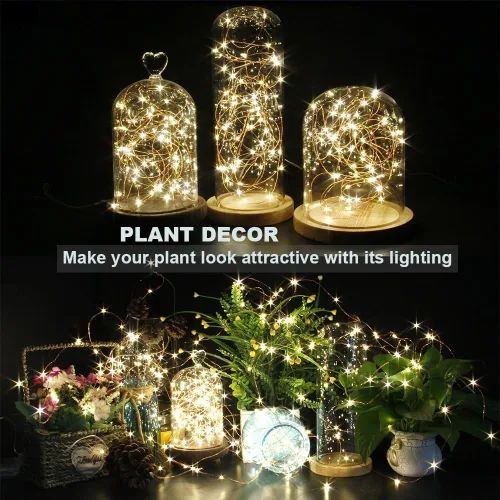 Vista 3 de Tira de luces led rutilantes con 20 luces de hadas led micro Cylapex, en cable de cobre revestido de plata de 3.3 pies, funciona con dos