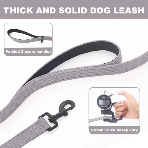 Vista 7 de Lynxking Correa de entrenamiento para perros, correa de doble asa resistente de 6 pies con 2 asas acolchadas, correa de seguridad reflectante larga