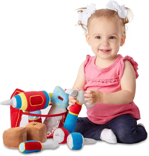 Vista 8 de Melissa & Doug Caja de herramientas para rellenar y derramar, juguete para niños pequeños con taladro vibratorio (9 piezas)