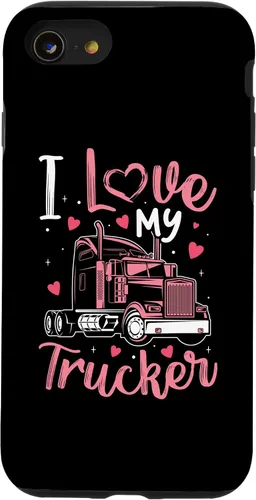Vista 13 de Funda divertida para iPhone 14 I Love My Trucker para mujer, camionero, esposa, novia