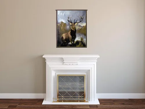 Vista 2 de Monarch of the Glen de Sir Edwin Landseer Tapiz tejido para colgar Majestic Deer Wildlife Lodge - 100% algodón, tamaño de Estados Unidos, 53 x