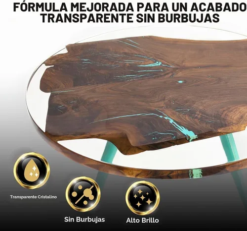 Vista 3 de Teexpert Kit de resina epoxi de 3 galones: nueva versión de resina de vertido profundo de 2 a 5 pulgadas para mesa de río de trabajo de madera