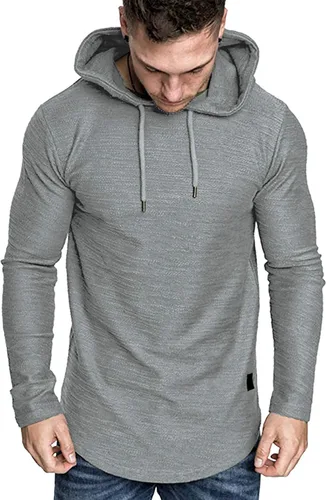 Vista 3 de Lexiart Sudadera deportiva con capucha para hombre, color liso, forro polar