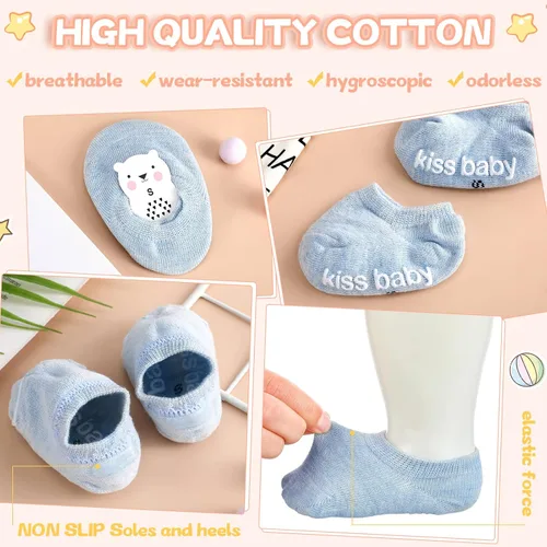 Vista 5 de Unittype 20 pares de calcetines antideslizantes para bebés de 0 a 12 meses para recién nacidos, calcetines antideslizantes para niños y niñas