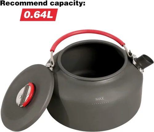Vista 4 de REDCAMP Mini hervidor de agua al aire libre de 0.8L, olla de agua de aluminio con bolsa de transporte, caldera de té ligera compacta