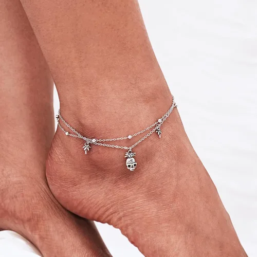 Vista 44 de CHIC & ARTSY Tobilleras de plata de ley S925 para mujer, pulsera de tobillo ajustable multicapa para playa, joyería de verano para mujer, de 10 a 11