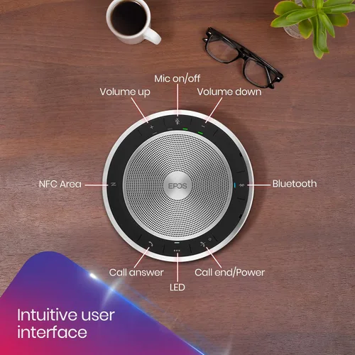 Vista 3 de EPOS - Sennheiser Expand 30 Altavoz Bluetooth portátil - Paquete global Teck con paño de microfibra GTW - Compatible con equipos, Zoom, Webex