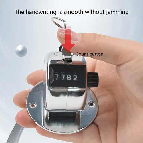 Vista 8 de Mini número de metal mano contador de mano con soporte base para personas de deportes, estadísticas, calidad de fila, hecho a mano, contador clicker