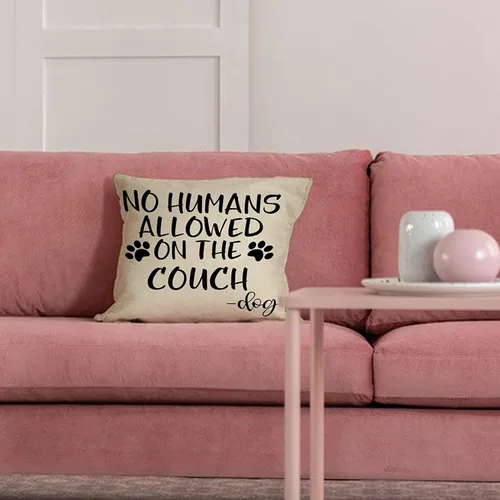 Vista 6 de Funda de almohada decorativa con diseño de patas de perro con texto en inglés "No Humans Allowed on The Couch ", regalo divertido para los amantes