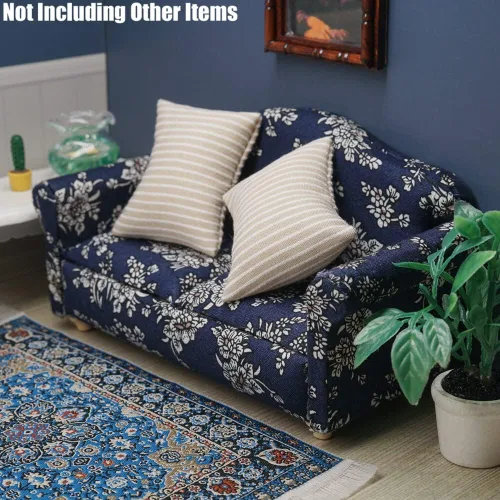 Vista 5 de Odoria 1/12 Sofá miniatura para casa de muñecas, accesorios para muebles, azul oscuro