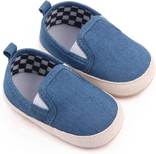 Vista 4 de haozaye Zapatos de lona para bebés, niñas y niños, suela suave, mocasines para cuna, zapatos casuales Austin para niños pequeños, mocasines planos