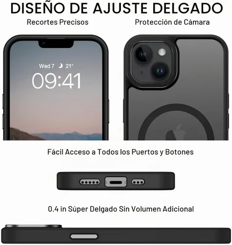 Vista 7 de BENTOBEN Funda magnética para iPhone 13 y iPhone 14 [compatible con Magsafe] Funda translúcida mate para iPhone 13/14, delgada, a prueba de golpes