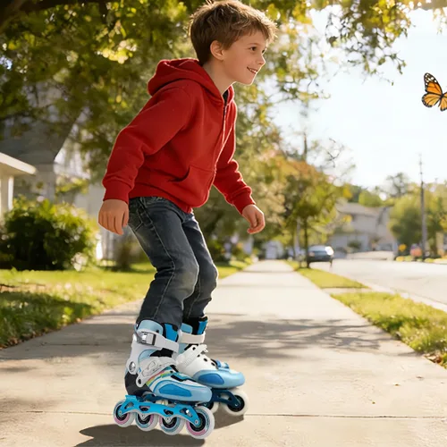 Vista 8 de Patines en línea para niñas y niños, patines de fibra de carbono de rendimiento para niños de 4 a 12 años con ruedas de poliuretano, divertidos