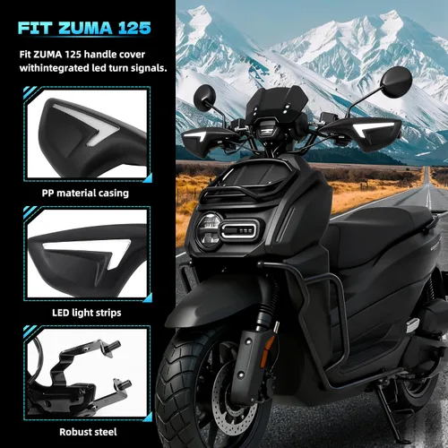 Vista 6 de Mokuo Paramanos de motocicleta LED con luz para Yamaha Zuma 125 2022-2023 - Deflector de viento para manillar, protector de mano