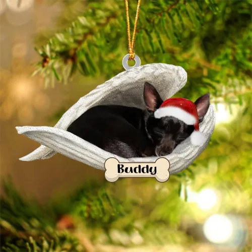 Vista 43 de Afghan Hounds - Adorno de Navidad con alas de ángel durmiente, recuerdo personalizado para perros 2024, adorno de forma acrílica, regalos
