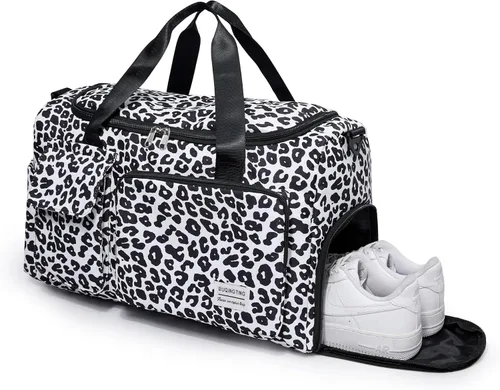 Vista 346 de Pequeña bolsa de gimnasio para mujer, bolsa de viaje con compartimento para zapatos