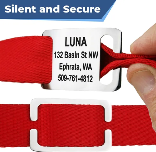 Vista 5 de GoTags Collar reflectante para perro con placa de identificación personalizada, collar de perro ajustable con placa de identificación de mascota