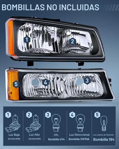 Vista 2 de Faros delanteros Nilight Silverado 2003-2006