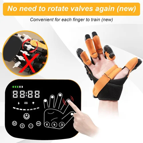 Vista 2 de Guantes robóticos mejorados de rehabilitación para hemiplejia, equipo de recuperación de trazo de mano, ejercitador de dedos y fortalecedor