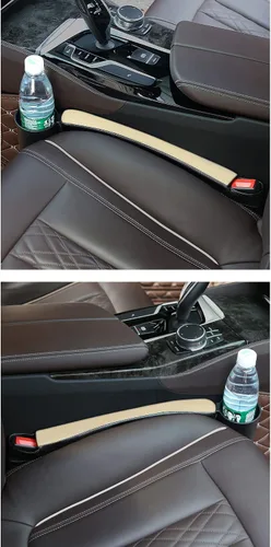 Vista 4 de Tumecos Almohadilla de relleno para asiento de automóvil, de piel sintética, organizador de bolsillo lateral con un portavasos para teléfono