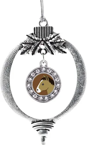 Vista 64 de Inspired Silver - Adorno con dije de cara de carlino - Adornos navideños de círculo de plata con joyas de circonita cúbica