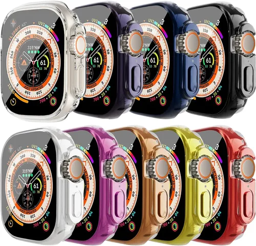 Vista 24 de Yrzper Funda protectora de pantalla compatible con Apple Watch Ultra de 1.732 pulgadas / Ultra 2 de 1.732 pulgadas, cubierta de TPU suave chapada