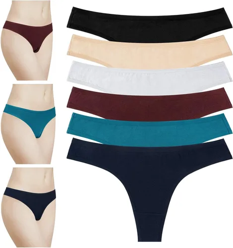 Vista 4 de Sunm Boutique Paquete de 6 tangas de algodón para mujer ropa interior de bikini transpirable para mujer paquete de 6