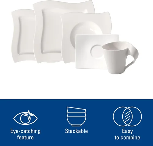 Vista 5 de Villeroy & Boch NewWave - Vajilla básica de 30 piezas, color blanco
