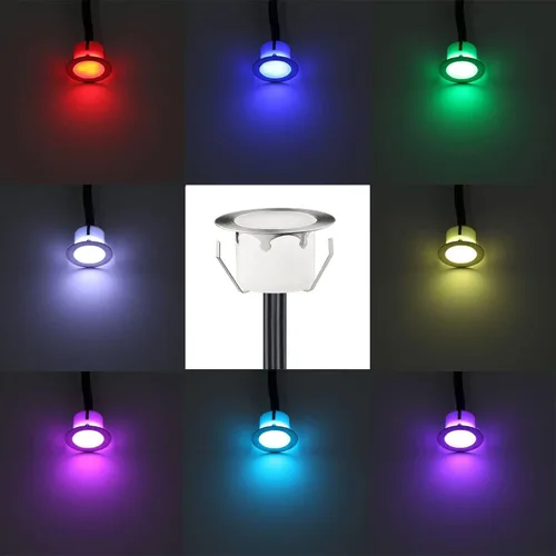 Vista 4 de Kit de luces LED que cambian de color con transformador y control remoto, paquete de 10 luces IP67 impermeables Φ1.77 pulgadas, 12 V, bajo voltaje