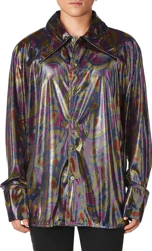 Vista 4 de Forum Novelties Camisa de disfraz de Dynamite Dude Disco de los años 70 para hombre