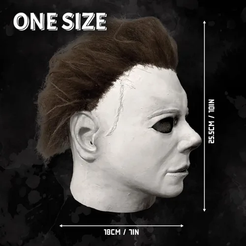 Vista 3 de Scary Halloween Mask Adult with Classic Knife - Creepy Horror Costume Accessory for Cosplay (White)