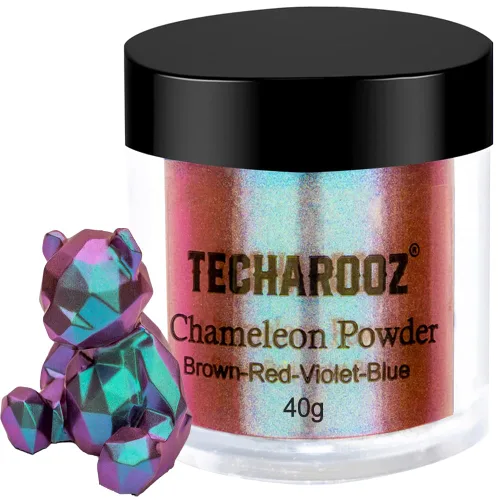 Vista 7 de TECHAROOZ Cian-azul-púrpura 1.41 oz- Polvo de mica camaleón, polvo de mica con cambio de color, purpurina holográfica para suministros de resina UV