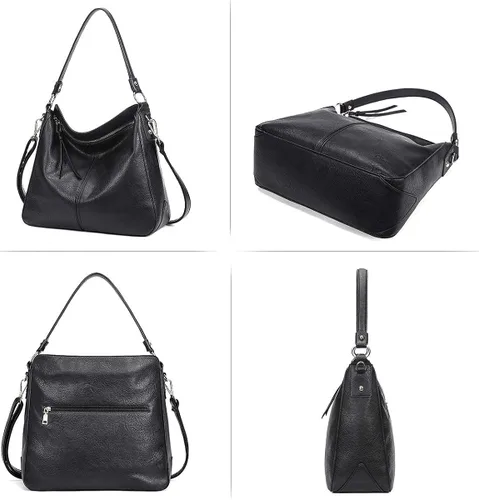 Vista 7 de CLUCI Cartera de mujer grande de cuero diseñador cremallera alrededor titular de la tarjeta de viaje embrague muñeca negro paquetes con mujer cuero