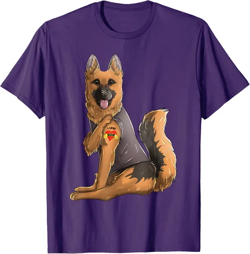 Vista 19 de Camiseta de perro con tatuaje de pastor alemán I Love Mom para el día de la madre, Negro, S