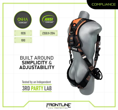 Vista 4 de FRONTLINE FALL PROTECTION 105CFTB - Arnés estilo peto Combat™ con argollas laterales frontales en D y correas de suspensión contra traumatismos