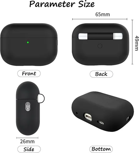 Vista 3 de Funda de silicona compatible con Airpods Pro 2 Ultrathin 0.059 in de grosor, funda protectora LED frontal visible (negro)