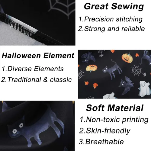 Vista 5 de Vestidos de Halloween para mujer de manga larga vestido de cóctel swing esqueleto calabaza impreso fiesta de disfraces disfraz para fiesta