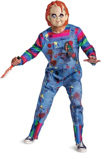 Vista 5 de Disfraz de Chucky para hombre, disfraz oficial de Chucky para niños, disfraz y máscara