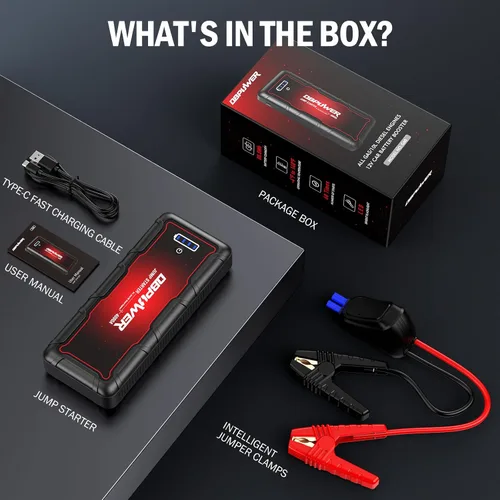 Vista 7 de DBPOWER - Arrancador para automóvil de 4000 A pico de 88.8 Wh portátil (hasta 10 L de motor diésel/todos los motores de gasolina) 12 V, paquete