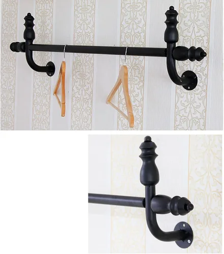 Vista 2 de Perchero montado en la pared, percha resistente, barra de ropa colgante de metal, utilizado en tiendas de ropa/hogar (31.5 in)