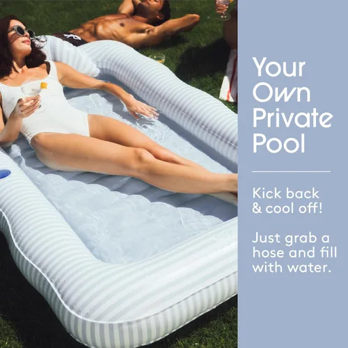 Vista 3 de FUNBOY Tanning Pool Lounger Float, XL 72'' x 48'' Pool Float with Custom Pillow and Large Cup Holder, Perfect for Pool or Backyard.
