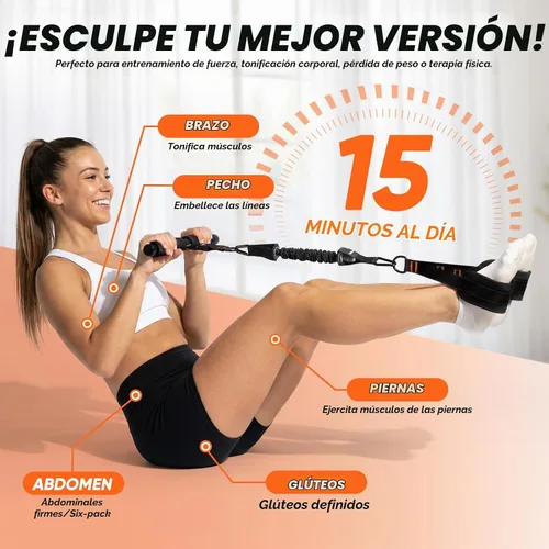 Vista 6 de Adjustable Length Pedal Resistance Band with Handle for Working Out, Replaceable 180Lbs Exercise Bands with Foot Pedals, Home Gym Workout Equipment