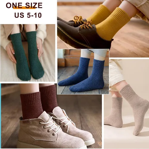 Vista 5 de VoJoPi 5 Pairs Warm Wool Socks for Women, Size 5-10, Thick Winter Thermal Boot Socks Crew Length