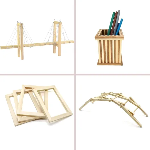 Vista 7 de Tacos de madera para manualidades de 1/2 x 6 pulgadas, 20 varillas cuadradas de madera, palos de madera sin terminar, pequeñas tiras de madera