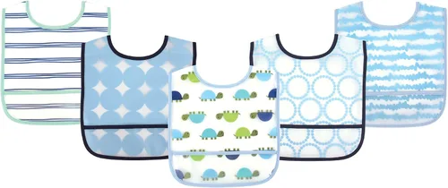 Vista 3 de Luvable Friends Baberos PEVA impermeables unisex para bebés Flamenco