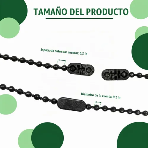 Vista 2 de Cable de cadena de plástico con cuentas de 32.8 ft, persiana enrollable vertical romana, reparación de cadena con 10 clips de conector versión