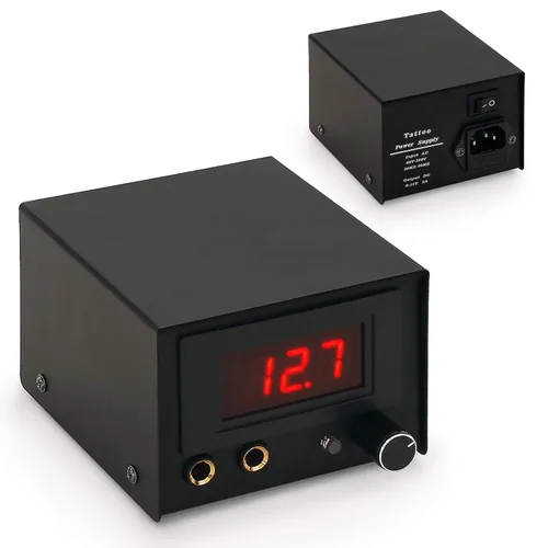 Vista 2 de AmeriVolt Digital Tattoo Power Supply Kit w/Flat Foot Pedal - Black